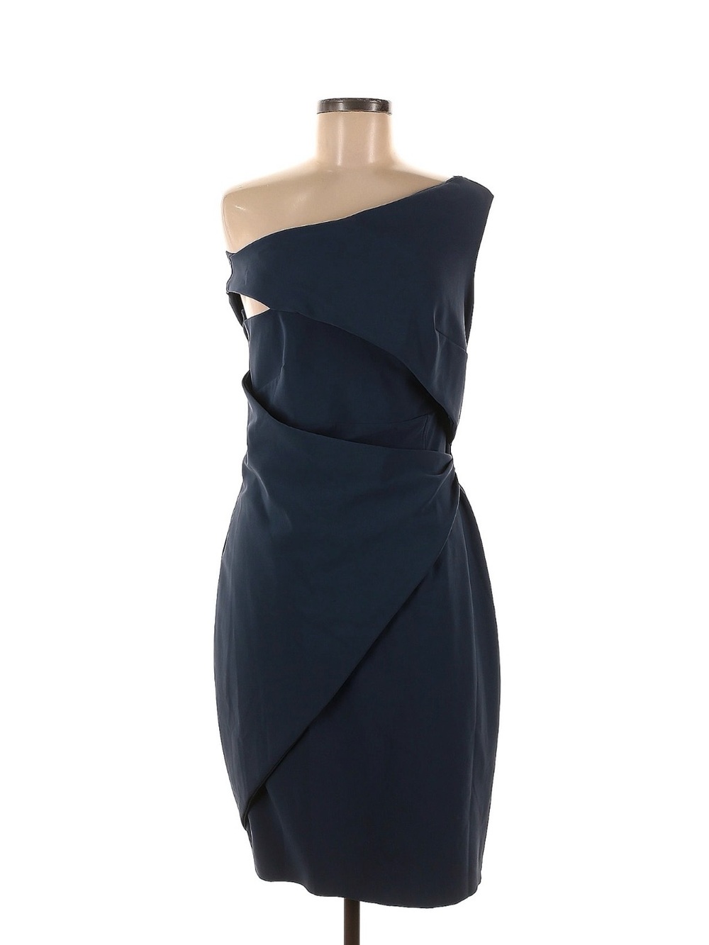 Chiara Boni Navy One-Shoulder Draped Cocktail Dress